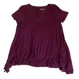 Mudd Shirt Dress Tunic Purple Asymmetric L Women Soft Rayon Flowy Boho Lagenlook